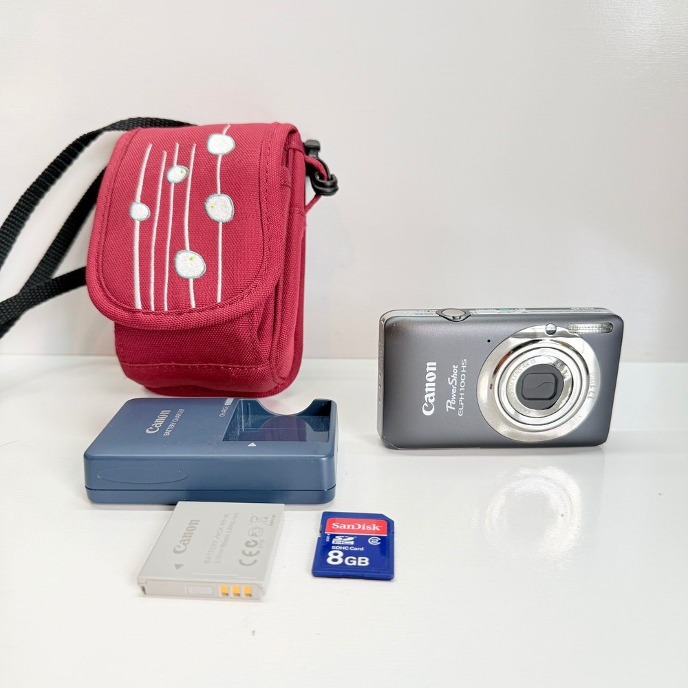 Canon PowerShot ELPH 100 HS 12.1MP Digital Camera Gray PC1588 w/ Charger Battery